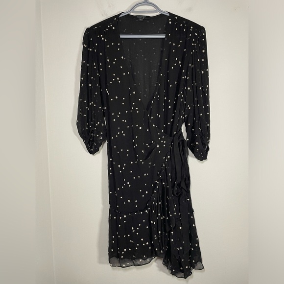 ALLSAINTS Gracie Nala Embroidered Tie-Waist Dress size 0 - Picture 6 of 12